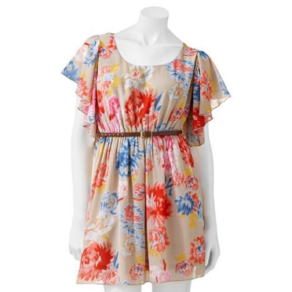 Margo & Sebastian floral flutter sleeve dress - Picture 1 of 13